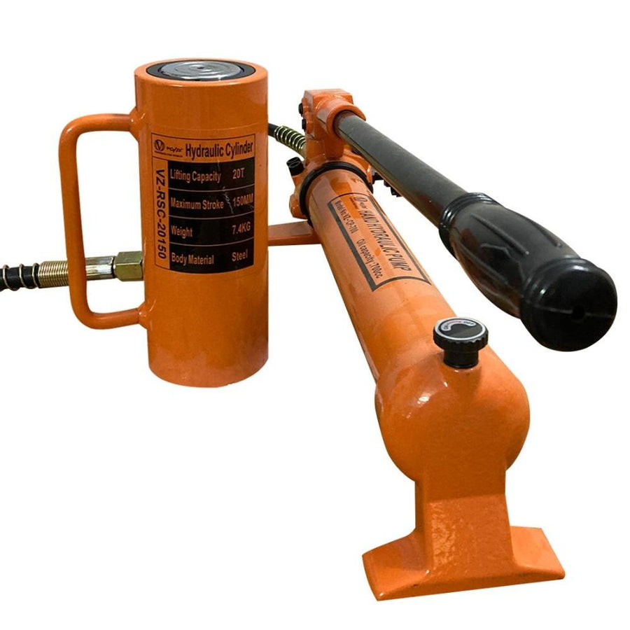VOLTZ VZ-RSC-10150 Hydraulic Lifting Jack with CP 700 Hydraulic Pump Single Acting Ram 150mm Lifting Hydraulic Cylinder Jack Solid with Hand Pump 10 TON (6inch)