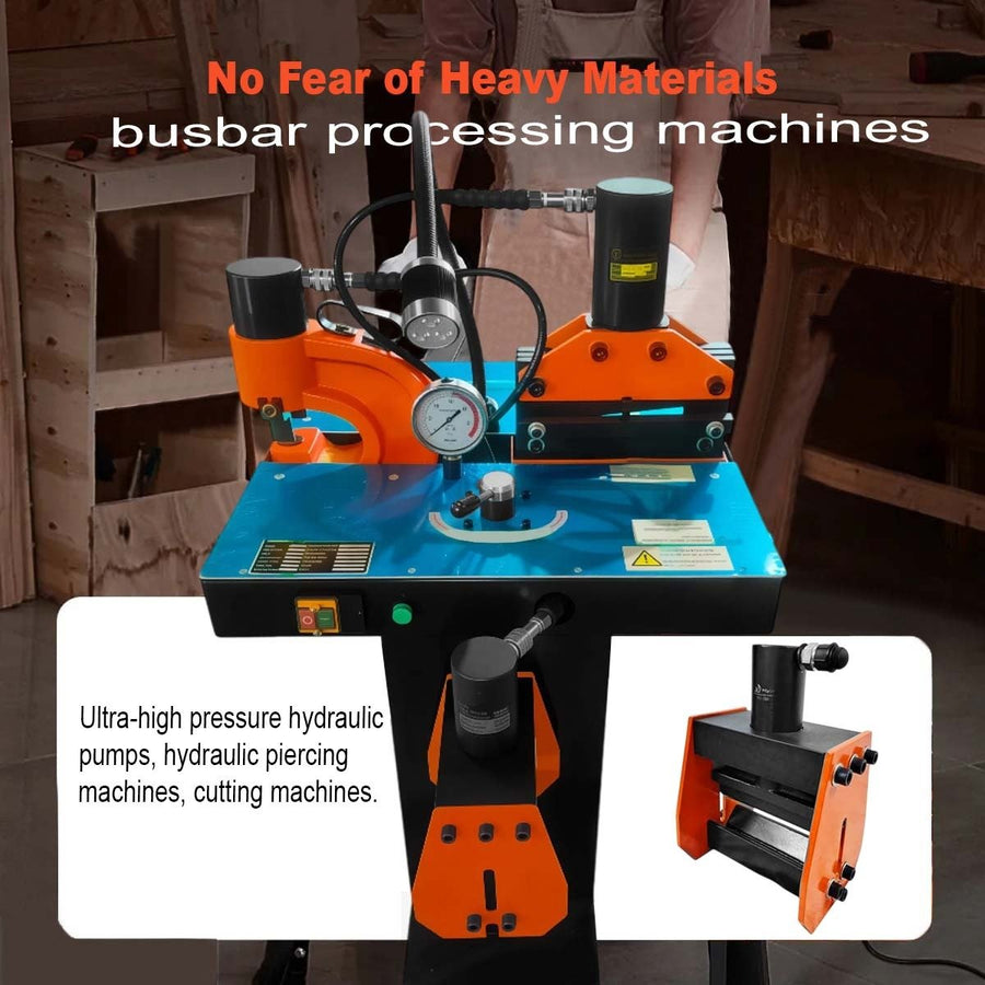 VOLTZ VZB-200 Portable Busbar Processing Machines Ultra-High Pressure Hydraulic Pumps Single Phase 750W Multi-Functional 3 in 1 Carbon Steel, Alloy, Copper, Stainless Steel Cut/Punch/Banding Machine