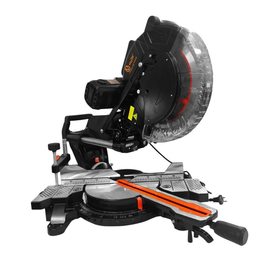 VOLTZ VZ-MS305 Miter Saw 2400W 12" with Dual Bevel Sliding Compound Miter Saw with Laser & Corded Electric LED Light 3800 RPM 305mm Blade Dia & 80T TCT Blade, Professional Mitersaw Ideal For Cutting Wood