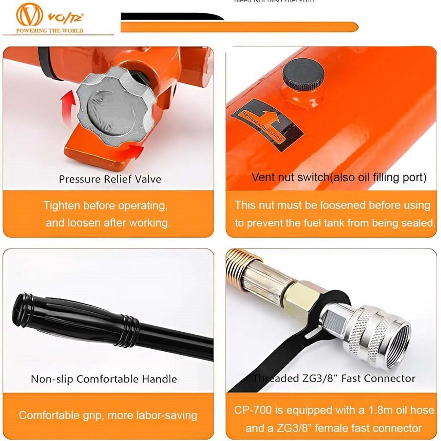VOLTZ VZ-SN-10050 Hydraulic Lifting Jack with CP-700A Hydraulic Pump Single Acting Lock Nut lifting Stroke 50MM Lift Cylinder Jack Solid 100TON (2inch)