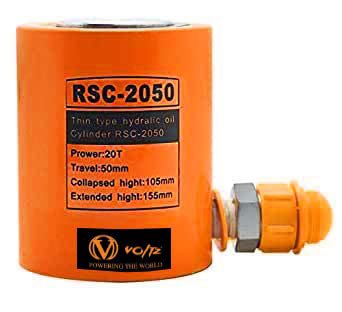 VOLTZ RSC-2050180B Hydraulic Cylinders Jack Solid with Hand pump Pressure Gauge Single Acting Hydraulic Ram Cylinder 50mm Hydraulic Lifting Cylinders (20T 2Inch)