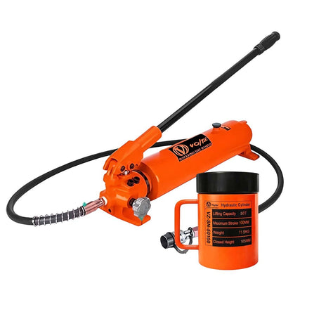 VOLTZ VZ-SN-50100 Hydraulic Lifting Jack with CP-700A Hydraulic Pump Single Acting Lock Nut lifting Stroke 100MM Lift Cylinder Jack Solid 50TON (4inch)