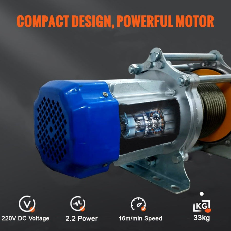 VOLTZ CD-K1-1000KG 30Mtr Material Lifting Electric Winch Heavy Duty Winch with 8mm wire rope Industrial Use Remote Control Electric Winch (500-1000kg)