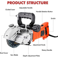 VOLTZ 133 5500W Electric Wall Chaser with laser guide Groove Cutting Machine Slotting machine