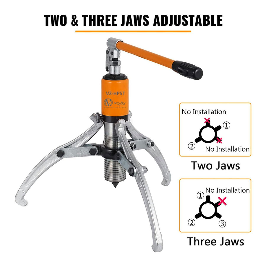 VOLTZ VZ-HP-5T Hydraulic Pullers Hydraulic Gear Puller Bearing Wheel Pulling 3in1 Pumps Oil Tube Drawing Machine w/Case