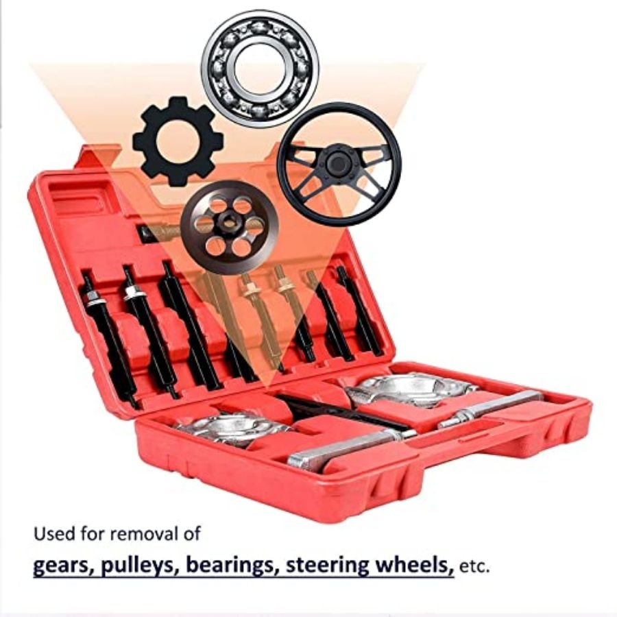 VOLTZ DN-D1013 14 Pcs Bearing Puller Capacity Separator Wheel Hub Axle Puller Pinion Removal Splitter Tool Kit 14PCS…