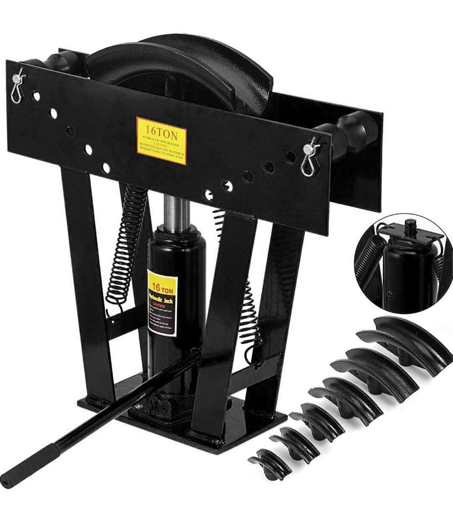 VOLTZ 16 Ton Hydraulic Pipe Bender | 16 Ton Manual + 8 Dies upto 3" Tubing Heavy Duty Exhaust Tube Bending