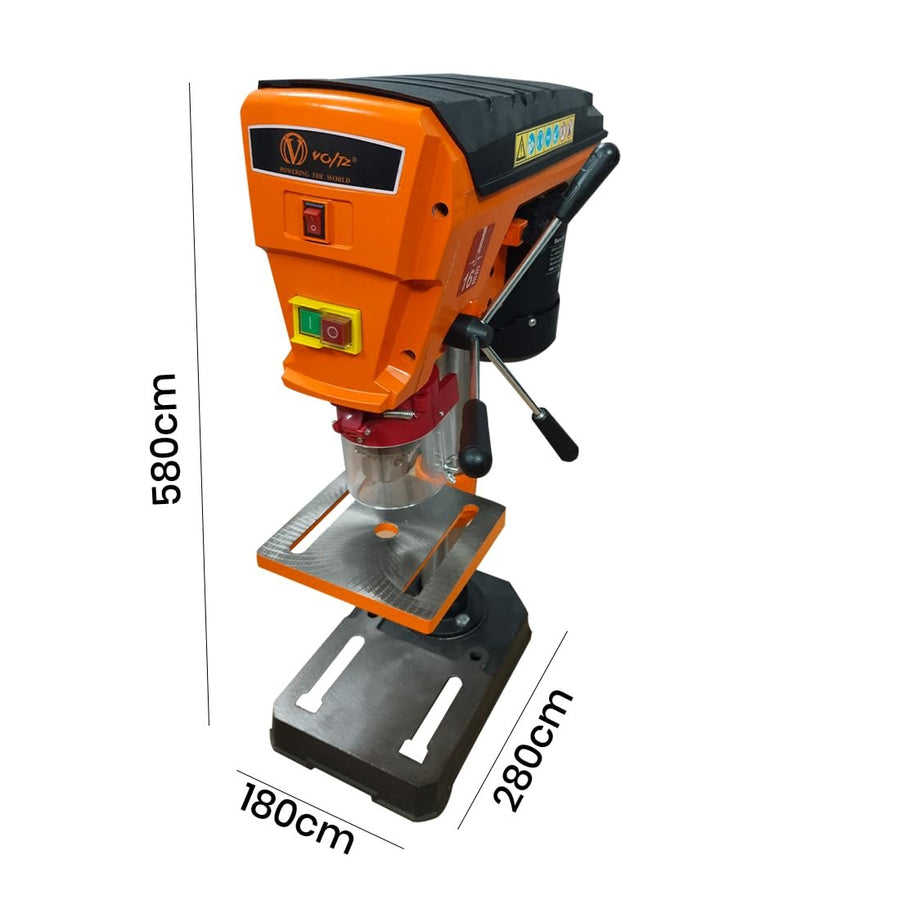 VOLTZ VZ-Dp16 1.8-Amp 8-Inch 9-Speed Cast Iron Bench Drill Machine Benchtop Drill Press For Wood Working With Led Light, Black/Orange(400W, 0.62 Inches)