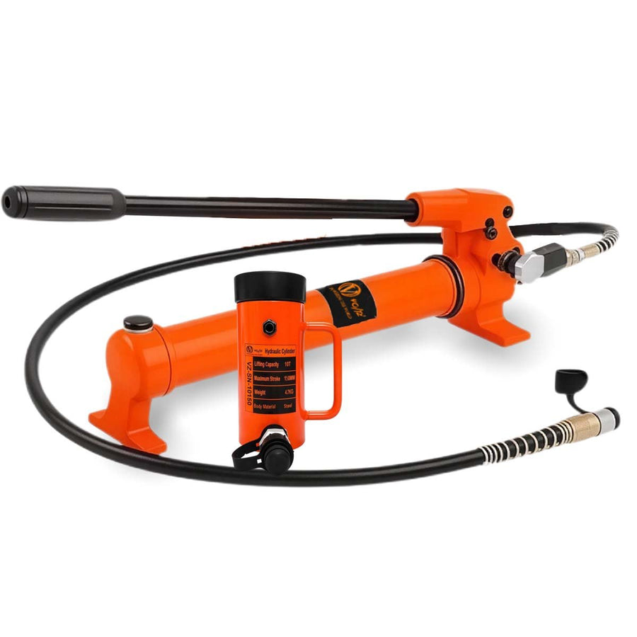 VOLTZ VZ-SN-10150 Hydraulic Lifting Jack with CP-700 Hydraulic Pump Single Acting Lock Nut lifting Stroke 150MM Lift Cylinder Jack Solid 10TON (6inch)