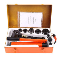 VOLTZ SYK-8B Hydraulic Knockout Punches Professional 22mm to 60mm 8 Ton Hydraulic Knockout Punches Metal Hole Complete Puncher Driver Kit Tool Set Yellow w/Draw Studs Piston Shafts Spacers Sealing Rings Carrying Case(6 DIES)