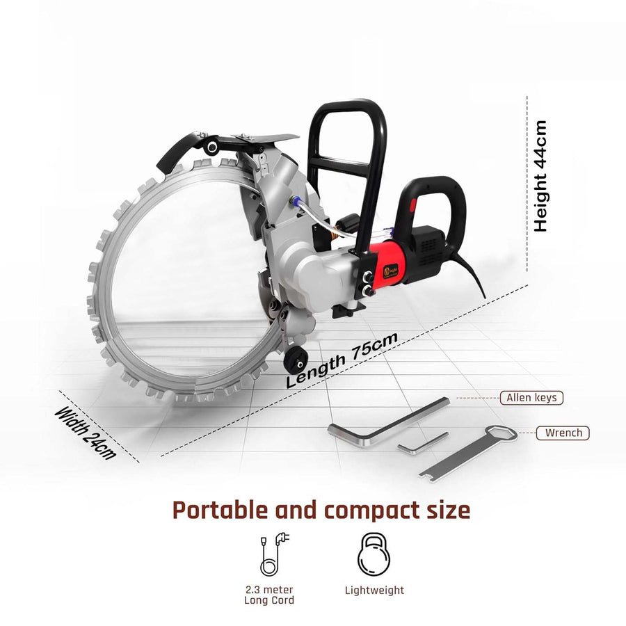 VOLTZ BL-410 Brushless Wall Chaser 8500W | 16-Inch (410mm) Saw with Water Line | 2000RPM, 300mm Cutting Depth Diamond Cutting Blade 220V Wall, Marble, Concrete Cutter Machine