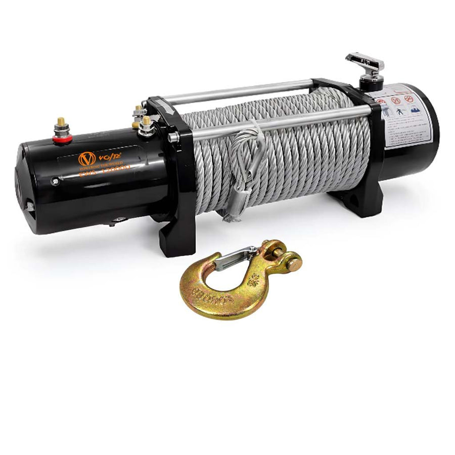 VOLTZ EWS-12000U 12V  Electric winch with steel rope (5443kg) single line, battery-operated Remote control winch Cable (27M/9.5mm) alloy steel