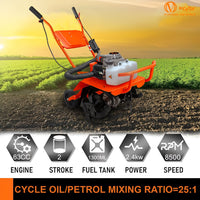VOLTZ MT-63 Farming Mini Tiller 63cc 3Hp Heavy Duty Powerful 2 Stroke Petrol Engine with High Carbon Steel Blades, Cultivator, Rotavator, Weeder Mini Rotavator (for Agricultural)
