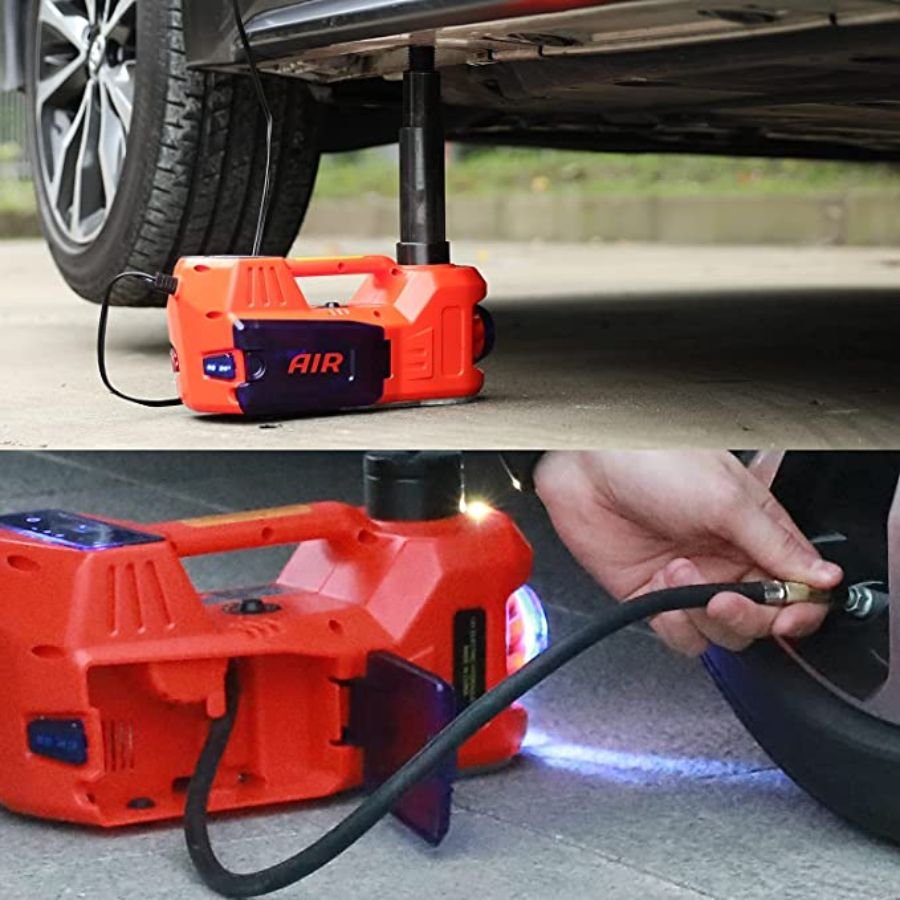 VOLTZ TY155HJS Alloy Steel Touch Screen 2.0 Upgraded 5 Ton 12V Electric Car Jack with Built-in Inflator Pump & Electric Wrench | Portable Emergency Roadside Repair Kit