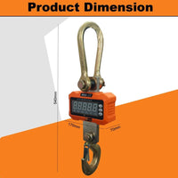 VOLTZ 3 Ton Mini Crane Scale, Hanging Scale Industrial Light Duty, Digital Crane Scale with Remote Control, Hardened Nylon case & LED Screen, 6600 lbs/3000 kg,High Precision for Construction
