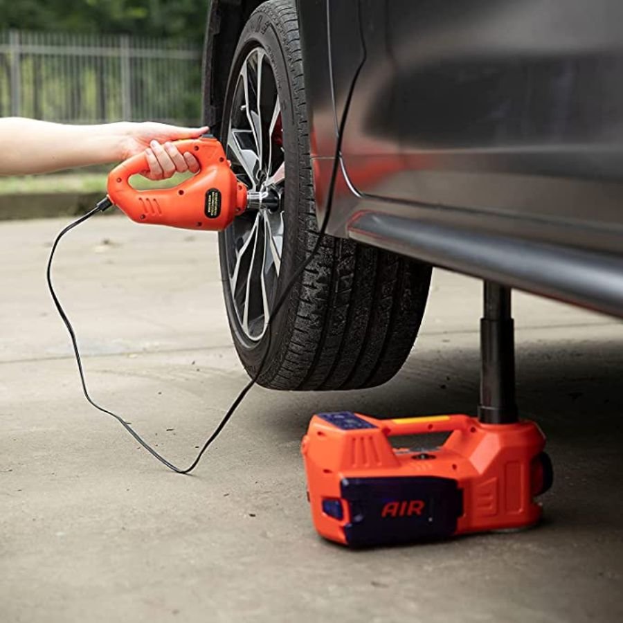 VOLTZ TY155HJS Alloy Steel Touch Screen 2.0 Upgraded 5 Ton 12V Electric Car Jack with Built-in Inflator Pump & Electric Wrench | Portable Emergency Roadside Repair Kit
