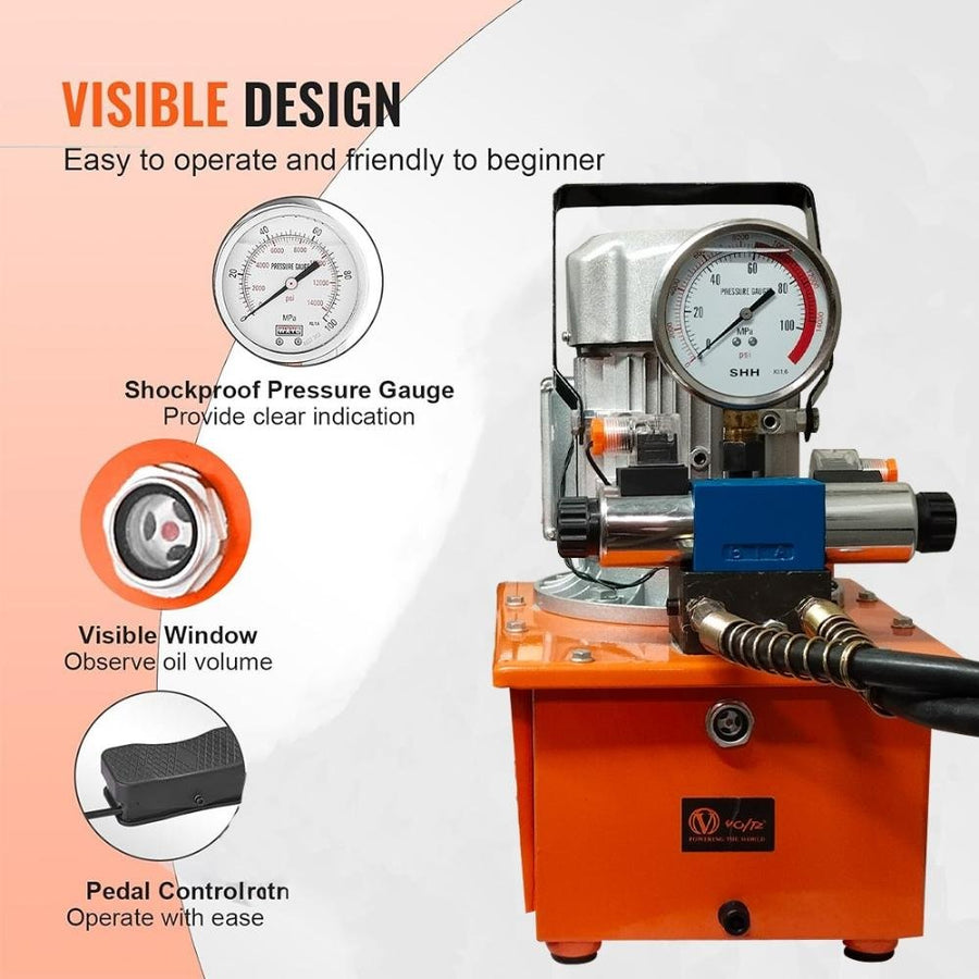 VOLTZ CH-80 Hydraulic Hole Punching Tool with VZ-DB075-D2 750w Electric Pump 50T Hole Digger Force Puncher Smooth Hole Puncher for Iron Plate Copper Bar Aluminum Stainless Steel