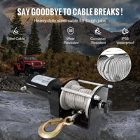 VOLTZ EWS-2000U 12V Electric winch with steel rope (907kg) single line, battery-operated Remote control winch Cable (8M)/4mm alloy steel
