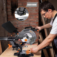 VOLTZ VZ-MS255 10” Dual Bevel Sliding Compound Miter Saw with Laser & LED Light (2400W, 4500 RPM, 80T TCT Blade)