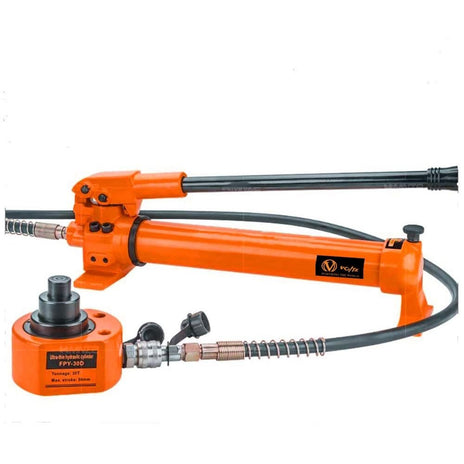 VOLTZ FPY-30D700 Hydraulic Cylinder Jack 30T Triple-Section Ultra-Thin Hydraulic Lifting Cylinder Ram for Bridges/Building/Machinery Industries Total Stroke: 54mm Body Height: 63mm