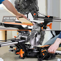 VOLTZ VZ-MS210 Miter Saw 2200W 8" with Dual Bevel Sliding Compound Miter Saw with Laser & Corded Electric LED Light 4700 RPM 210mm, 2.6mm Blade Dia & 80T TCT Blade, Professional Mitersaw