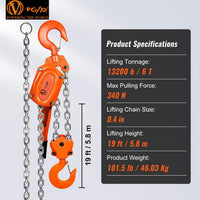 VOLTZ 6 Ton × 1.5 M Ratchet Lever Chain Hoist – Extreme Lifting Power, Industrial Durability & Precision Control