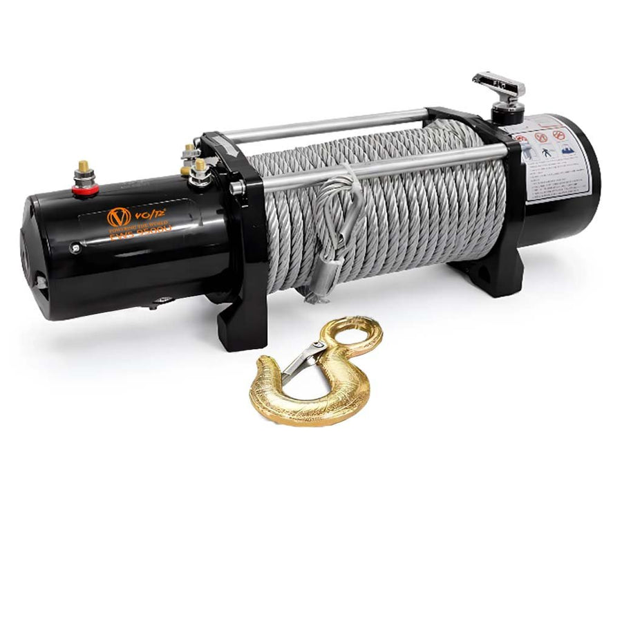 VOLTZ EWS-9500U 12VDC Electric winch with steel rope (5443kg) single line, battery-operated Remote control winch Cable (28.5M/9.3mm) alloy steel