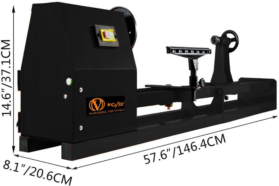 VOLTZ  MCS-1000/1 Wood Lathe Machine 4 Speeds 890/1260/1760/2600 RPM 400W Wood Lathe Machine for High Speed Sanding and Polishing of Finished Work (14 x 40 Inch)