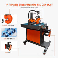 VOLTZ VZB-200 Portable Busbar Processing Machines Ultra-High Pressure Hydraulic Pumps Single Phase 750W Multi-Functional 3 in 1 Carbon Steel, Alloy, Copper, Stainless Steel Cut/Punch/Banding Machine