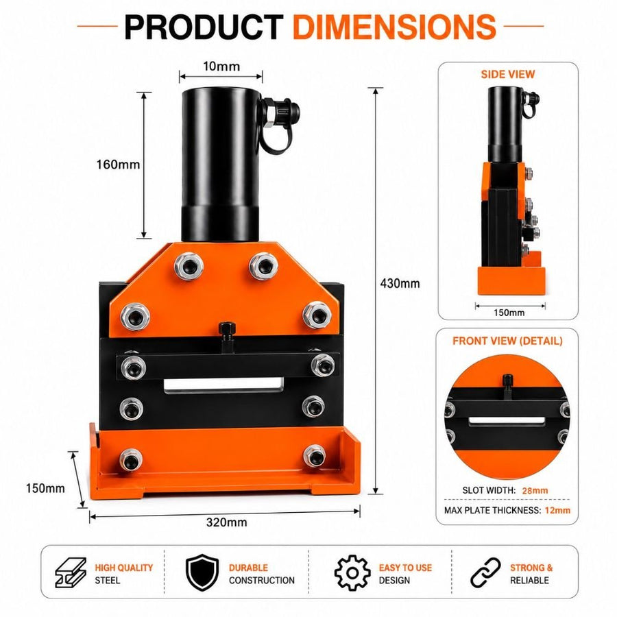 VOLTZ VBC-200 Hydraulic Copper Busbar Cutter Bus Bar Aluminum cutting Tool Sets for 12mm Max of Sheet with CP-700 Manual Hydraulic Pump(35Ton)