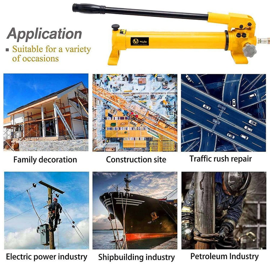 VOLTZ FPY-100D with CP-700 Hand Pump 100 ton Low Profile Hydraulic Ram Jack Multi-Section Stoke 72mm Mini Protable Hydraulic Cylinder Industrial Super Thin Lifting Jack, not for Car (100T)