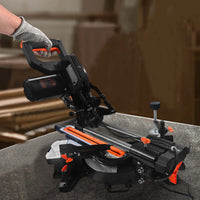 VOLTZ VZ-MS210 Miter Saw 2200W 8" with Dual Bevel Sliding Compound Miter Saw with Laser & Corded Electric LED Light 4700 RPM 210mm, 2.6mm Blade Dia & 80T TCT Blade, Professional Mitersaw