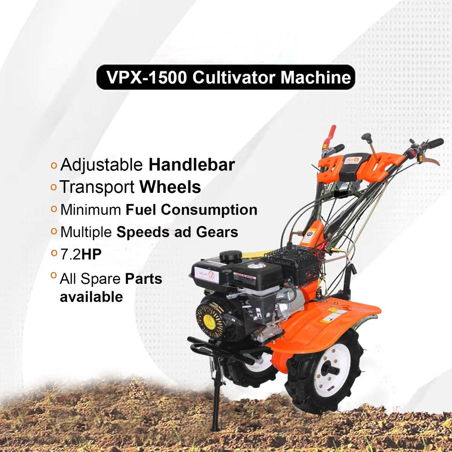 VOLTZ 4 Stroke Agriculture Cultivator VPX-1000 Heavy Duty 7Hp Petrol Engine with High Metal 32 Blades set 3600Rpm Mini Rotavator, Tiller, Weeder Ideal for All Types of Agriculture Crops