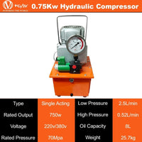 VOLTZ CH-70 +0.75kw Hydraulic Compressor Hydraulic Hole Punching Tool 35T Hole Digger Force Puncher Smooth Hole Puncher for Iron Plate Copper Bar Aluminum Stainless Steel