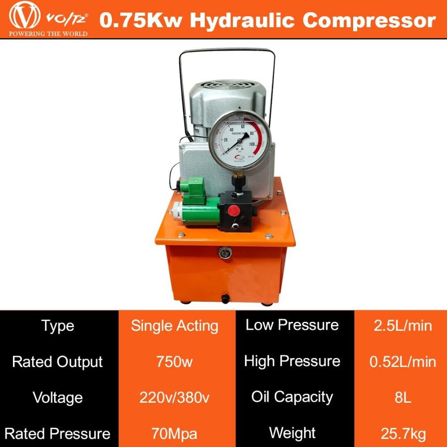 VOLTZ CH-70 +0.75kw Hydraulic Compressor Hydraulic Hole Punching Tool 35T Hole Digger Force Puncher Smooth Hole Puncher for Iron Plate Copper Bar Aluminum Stainless Steel