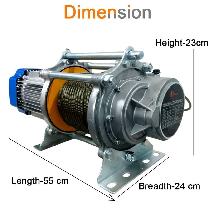 VOLTZ 1000kg Monkey Crane Capacity 360° Mini Crane With 500kg-1000kg Electric Winch Copper Winding Motor, 30 Meter Wire Rope 8mm High Speed Electric Winch