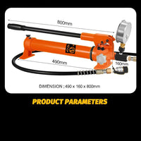 VOLTZ VZ-RSC-20100 Hydraulic Lifting Jack with CP 700B Pressure Gauge Hydraulic Pump Single Acting Ram 100mm Lifting Hydraulic Cylinder Jack Solid with Hand Pump 20 TON