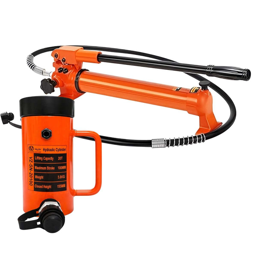 VOLTZ VZ-SN-20100 Hydraulic Lifting Jack with CP-700 Hydraulic Pump Single Acting Lock Nut lifting Stroke 100MM Lift Cylinder Jack Solid 20TON (4inch)