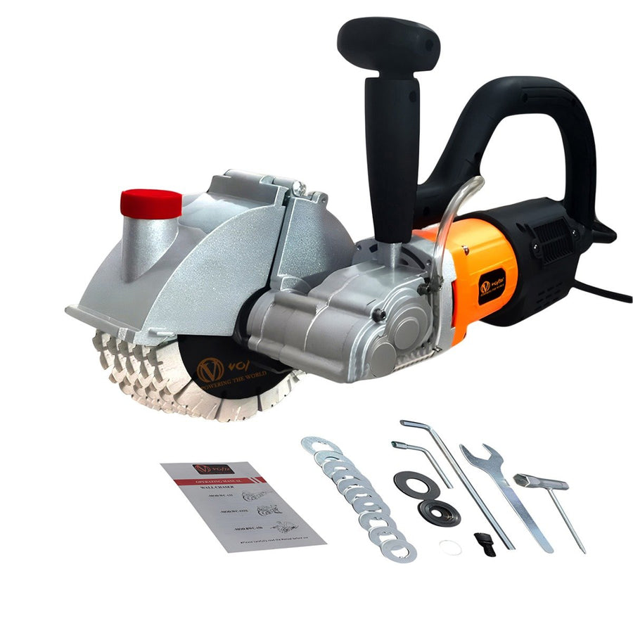 VOLTZ BWC-156 Brushless Wall chaser machine 6500W with 5 Blade groove cutting machine slotting electric wall chaser 220V, 6300 RPM marble concrete cutter Machine