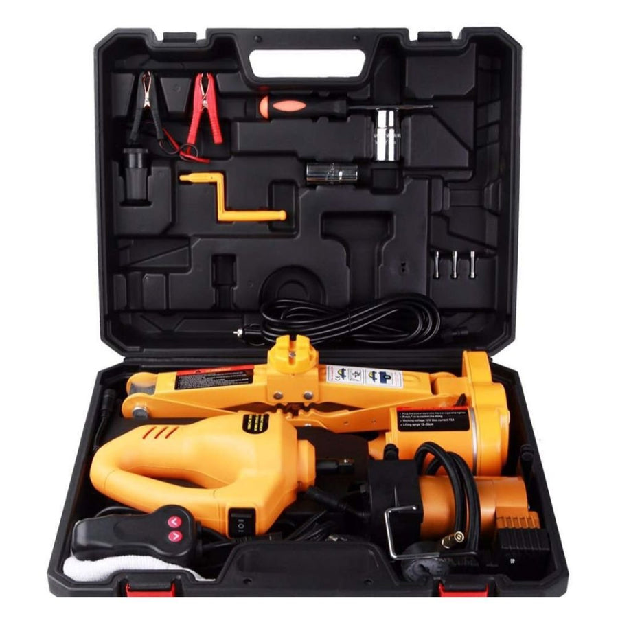 VOLTZ TY35SP 2 Ton 12V Electric Scissor Jack with Impact Wrench & Inflator Pump 3-in-1 Portable Car Repair Tool Kit