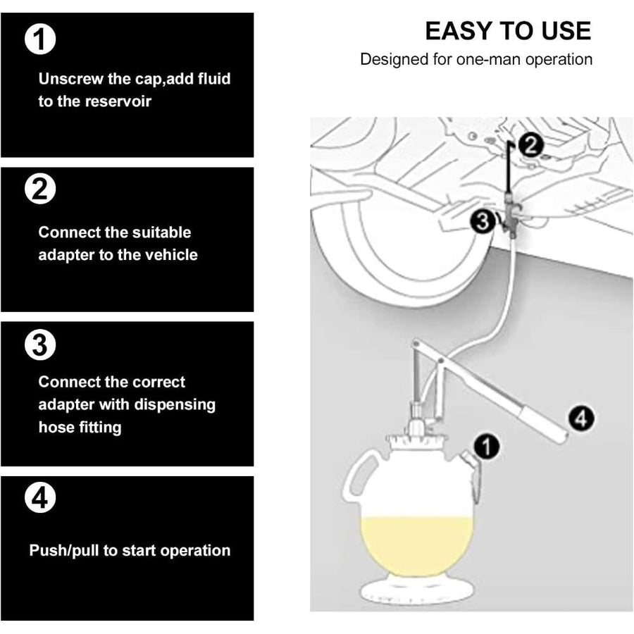 VOLTZ VZ-9023 7.5L Pneumatic brake fluid bleeder kit ATF Oil Change Tool Manual ATF Refill System Dispenser Auto Transmission Fluid Oil and Liquid Filler Pump Kit with ATF Filler Adapters