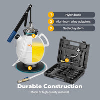 VOLTZ VZ-9023 7.5L Pneumatic brake fluid bleeder kit ATF Oil Change Tool Manual ATF Refill System Dispenser Auto Transmission Fluid Oil and Liquid Filler Pump Kit with ATF Filler Adapters