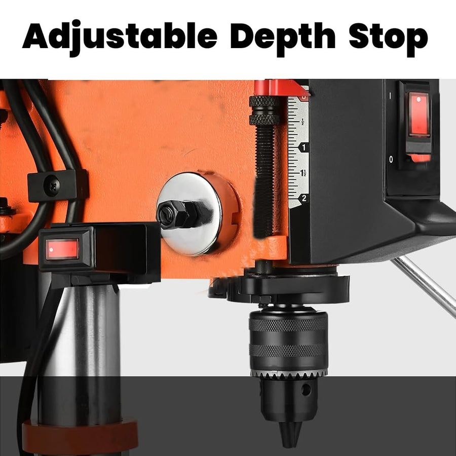 VOLTZ VZ-Dp16 1.8-Amp 8-Inch 9-Speed Cast Iron Bench Drill Machine Benchtop Drill Press For Wood Working With Led Light, Black/Orange(400W, 0.62 Inches)
