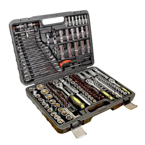 VOLTZ 216-Piece Professional Socket & Ratchet Tool Kit | 1/4”, 3/8”, 1/2” Drive Set with Chrome Vanadium Tools, Heat Treatment & Heavy-Duty Toolbox