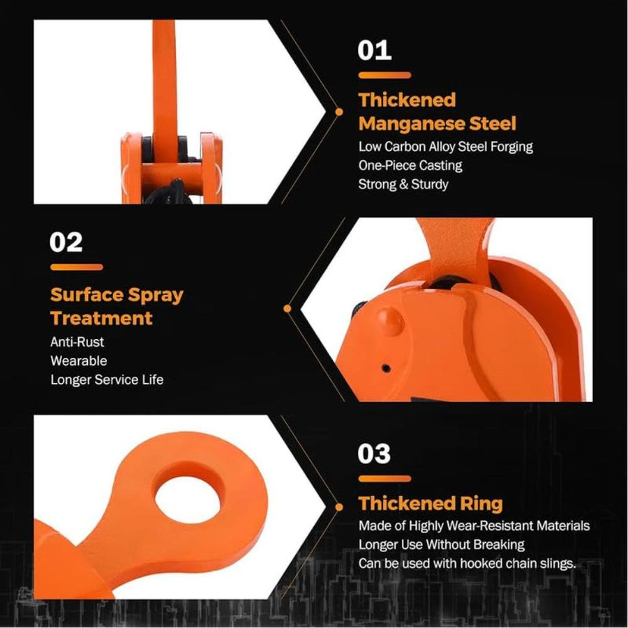 VOLTZ VZ-VH-5Ton Plate Lifting Clamps 0-50mm Jaw Opening, 11000lbs Plate Clamp, 5T Vertical Lifting Hooks for lifting steel plates, Jaw Opening up to 2 inch Welding clamps, for Lifting and Building