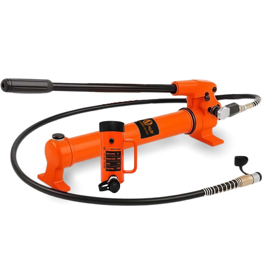 VOLTZ VZ-SN-10100 Hydraulic Lifting Jack with CP-700 Hydraulic Pump Single Acting Lock Nut lifting Stroke 100MM Lift Cylinder Jack Solid 10TON (4inch)