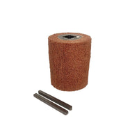 VOLTZ Drum Wheel Polisher Rollers (For VZ-MP650) 80 x 100mm & Grip - 320G Polishing Drawing Wheel, Nylon Wire Drawing Polishing Brush Drum Burnishing Cross Rubber Core Red.