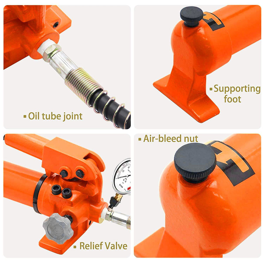 VOLTZ RSC-3050700B Hydraulic Lifting Jack with CP-700B Pump With Pressure Gauge Single Pump Stroke Single Acting Ram 50mm Lifting Hydraulic Cylinder Jack Solid with Hand Pump (30T, 2 Inch)
