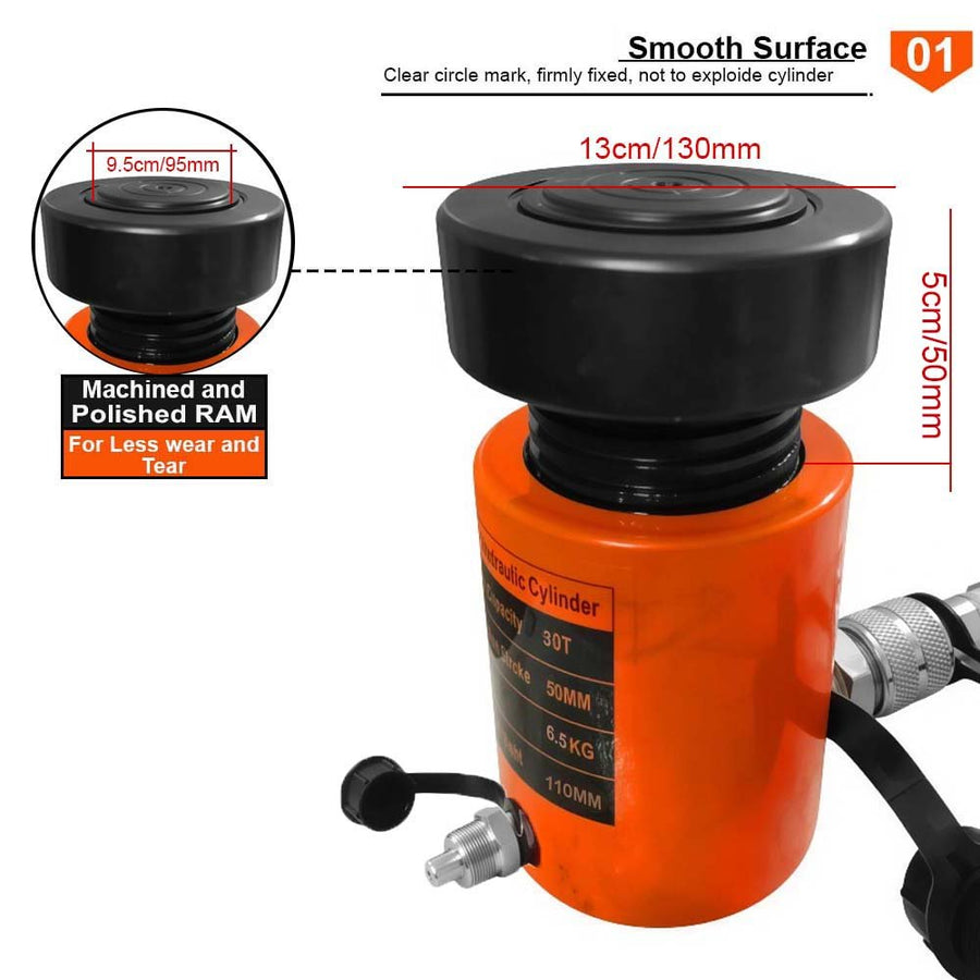 VOLTZ VZ-SN-3050 Hydraulic Lifting Jack with CP-700 Hydraulic Pump Single Acting Lock Nut lifting Stroke 50MM Lift Cylinder Jack Solid 10TON (2inch)