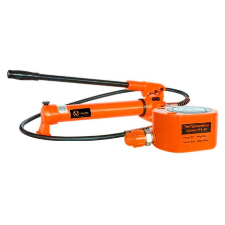 VOLTZ Tools FPY - 30700 Hydraulic Cylinder Jack 30T Ultra-Thin Hydraulic Lifting Cylinder Ram Stroke 14mm for Bridges/Building/Machinery Industries with Hand Pump